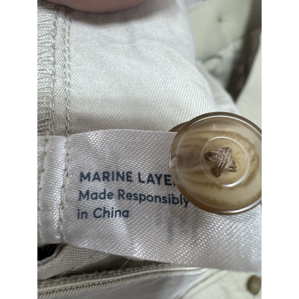Marine Layer Men's Beige Cotton Chino Shorts Flat Front Pockets Sz 32 - Picture 4 of 8
